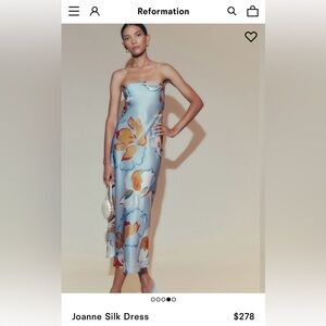 Reformation Strapless Dress in Blue and Orange Floral